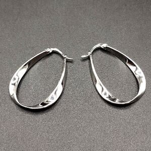 925 Silver Twisted Hoop Dangle Earrings Women's Vtg Valentine's Birthday Gift